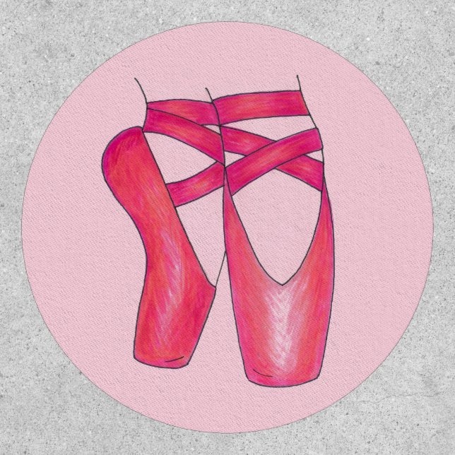 Ballerina Pink Ballet Dance Pointe Toe Shoes Patch (Front)