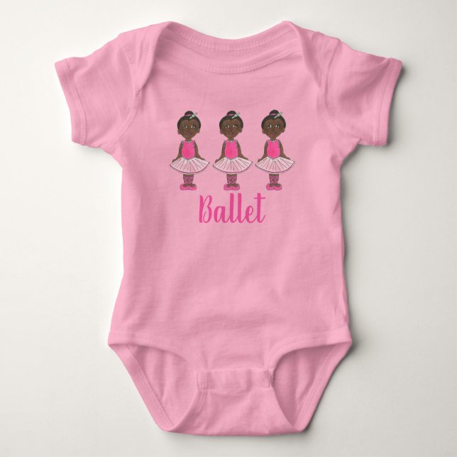 Ballerina Pink Ballet Dance Recital Girl Tutu Baby Bodysuit (Front)