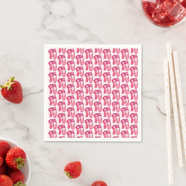 Ballerina Pink Ballet Dance Recital Toe Shoes Napkins (Insitu)