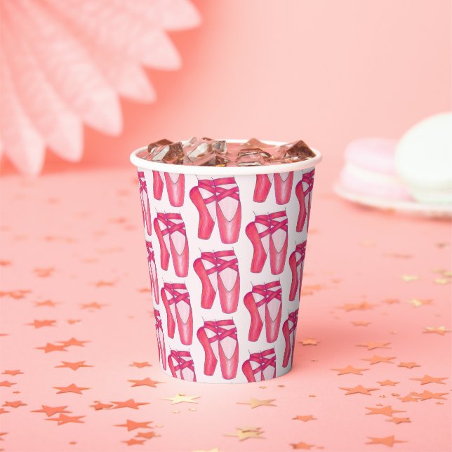 Ballerina Pink Ballet Dance Recital Toe Shoes Paper Cups (Insitu)