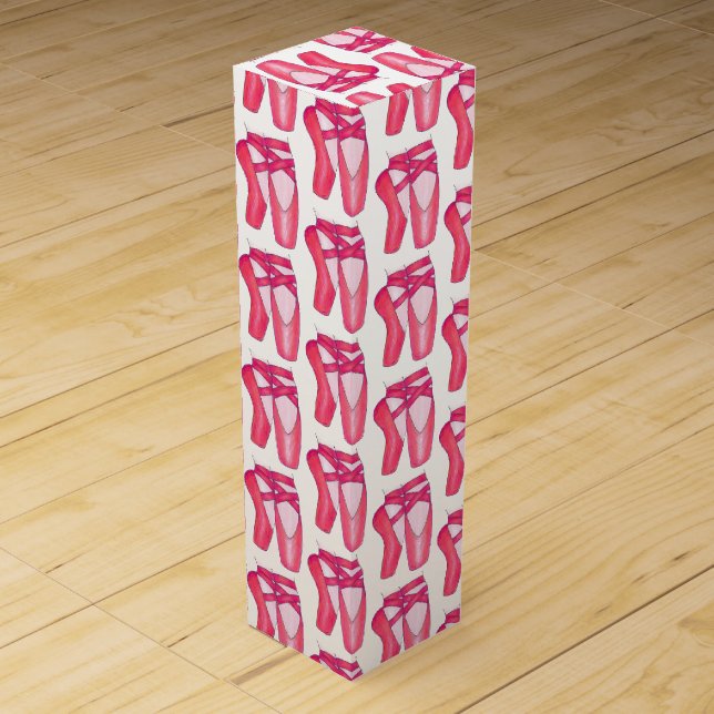 Ballerina Pink Ballet Dance Recital Toe Shoes Wine Box (Front)