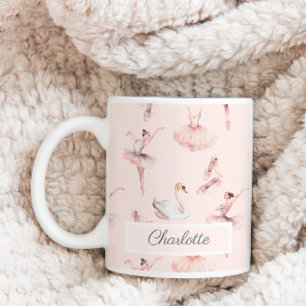 Ballerina Pink Ballet Shoes Personalized Name Coffee Mug