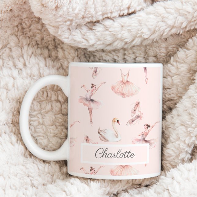 Ballerina Pink Ballet Shoes Personalized Name Coffee Mug (Creator Uploaded)