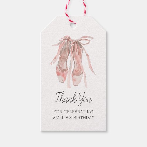 Ballerina Pink Ballet Shoes Thank You Birthday Gift Tags