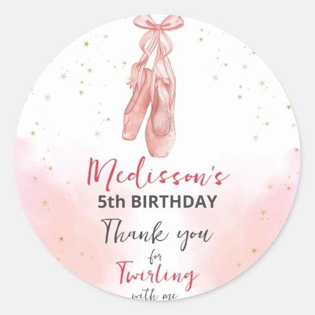 Ballerina Pink Ballet Slippers favor Classic Round Sticker (Front)