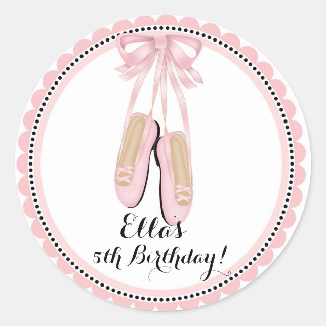 Ballerina Pink Birthday Party Favor Stickers (Front)