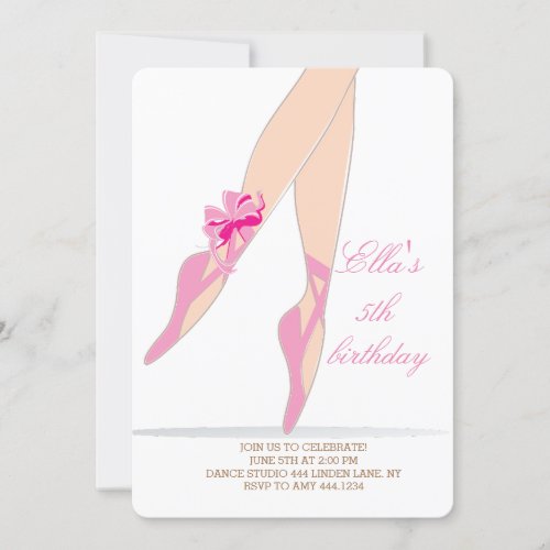 Ballerina Pink Birthday Party Invitations