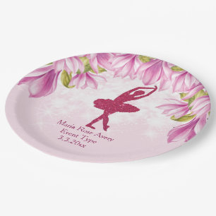 Ballerina Pink Birthday Personalized Paper Plates