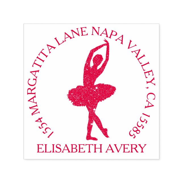 Ballerina Pink Birthday Return Address Self-inking Stamp (Design)