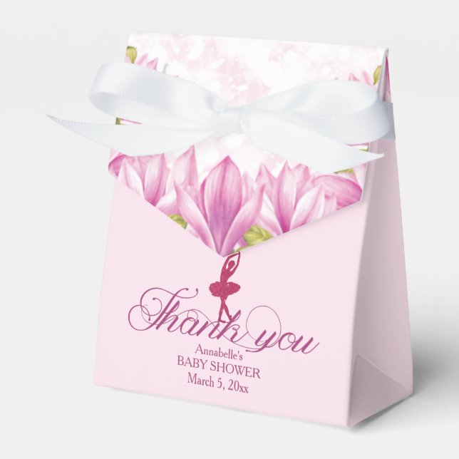 Ballerina Pink Birthday Thank you Favor Boxes (Front Side)