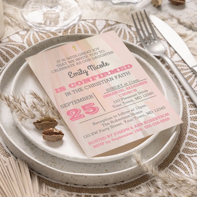 Ballerina Pink Confirmation Invitation (Creator Uploaded)