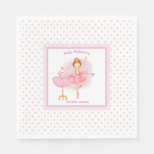Ballerina pink floral white polka dots napkins