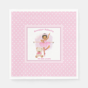 Ballerina pink floral white polka dots napkins