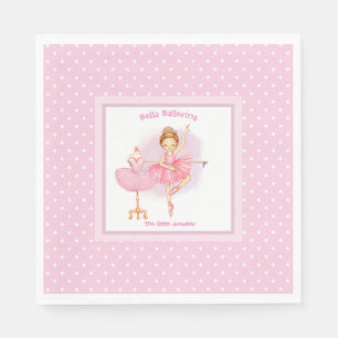 Ballerina pink floral white polka dots napkins