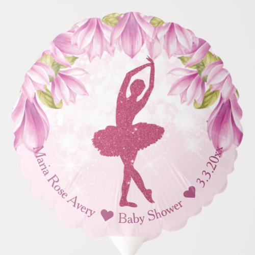 Ballerina Pink Glitter Birthday Personalized Balloon