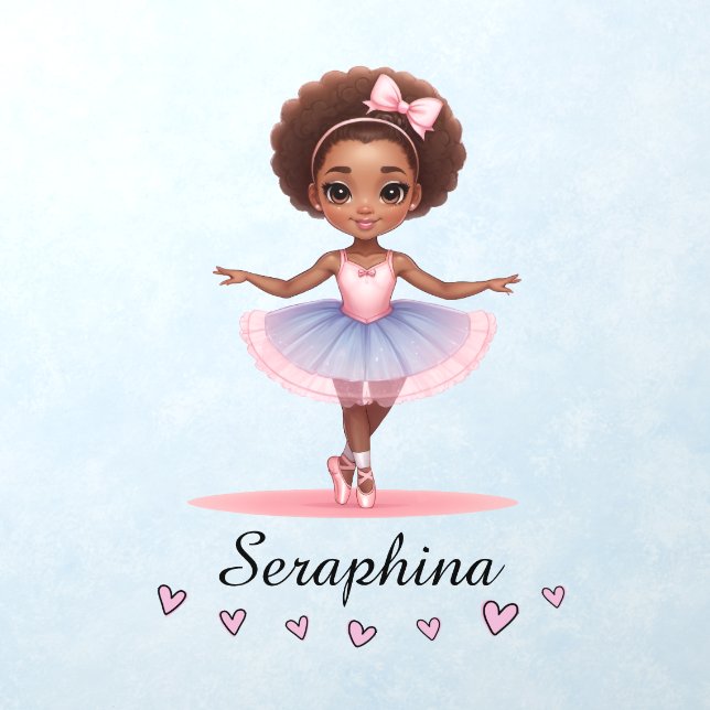 Ballerina Pink Hearts Custom Name Room Wall Decal (Insitu 1)