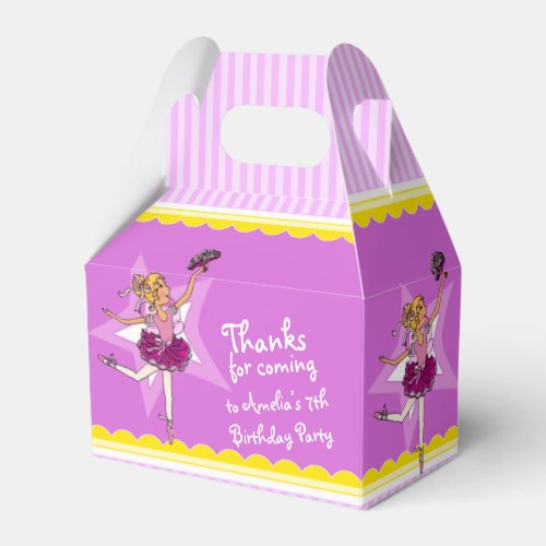 Ballerina pink purple 7th girls birthday favor box