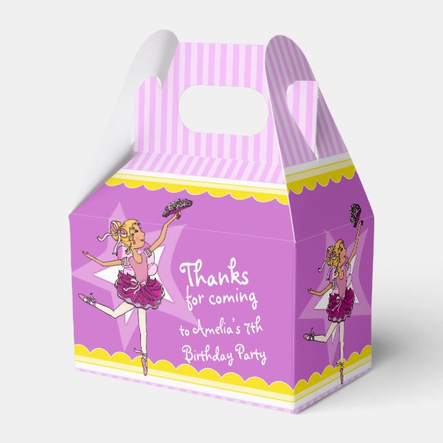 Ballerina pink purple birthday favor box (Front Side)