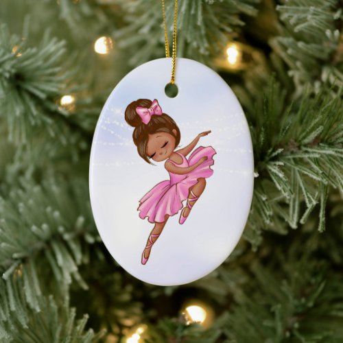 Ballerina Pink Purple Pretty Ballet Christmas Ceramic Ornament