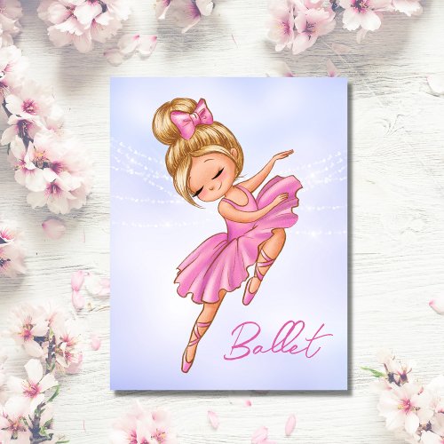 Ballerina Pink Purple Pretty Ballet Postcard