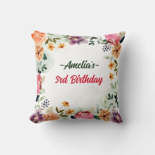 Ballerina Pink Red Roses Personalized  Throw Pillo Throw Pillow