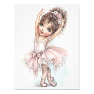 Ballerina Pink Satin Slippers Pink Tutu Watercolor Photo Print