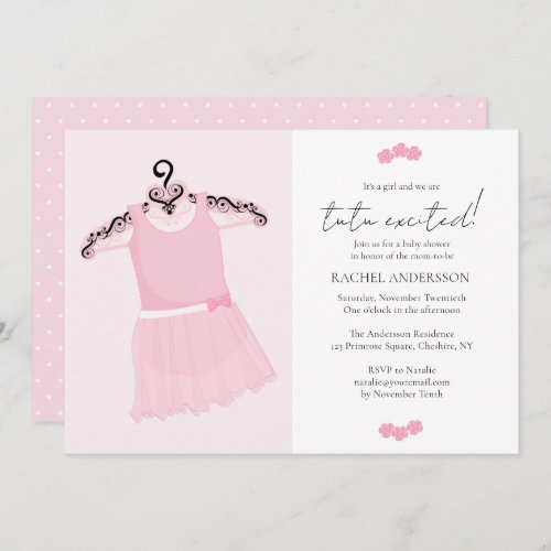 Ballerina Pink Tutu Baby Shower  Invitation