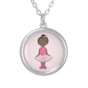 Ballerina Pink Tutu Dance Recital Ballet Dancer Silver Plated Necklace