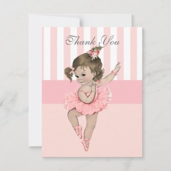 Ballerina Pink Tutu Stripes Flowers Lace Thank You by HydrangeaBlue at Zazzle