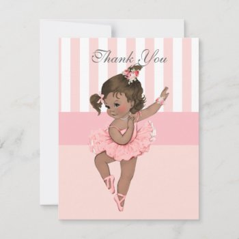 Ballerina Pink Tutu Stripes Flowers Lace Thank You by HydrangeaBlue at Zazzle