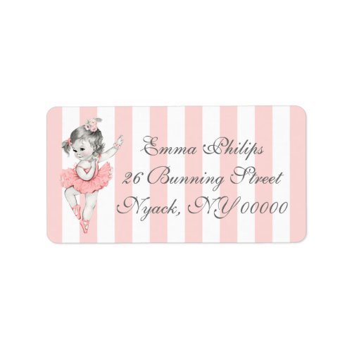 Ballerina Pink White Stripe Ballet Label