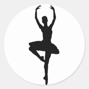 BALLERINA PIROUETTE (ballet dance silhouette) ~~ Classic Round Sticker