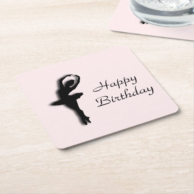 Ballerina Pirouette in Garden Green Square Paper Coaster (Angled)
