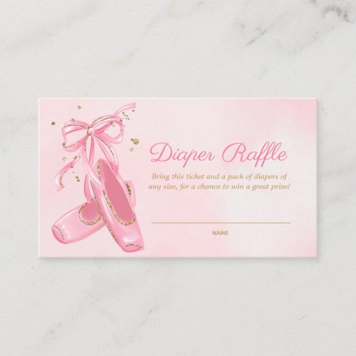 Ballerina Pointe Shoes Diaper Raffle Ticket Enclosure Card