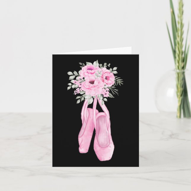 Ballerina Pointe Shoes Flowers Ballet Dancer Sprin Card (Front)