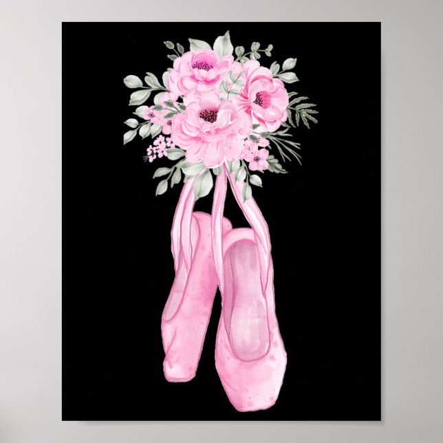 Ballerina Pointe Shoes Flowers Ballet Dancer Sprin Poster (Front)