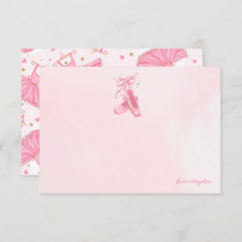 Ballerina Pointe Shoes Tutu Personalized Note Card