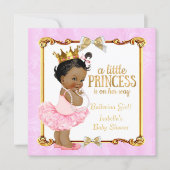 Ballerina Princess Baby Shower Pink Gold Ethnic Invitation (Front)