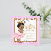 Ballerina Princess Baby Shower Pink Gold Ethnic Invitation (Standing Front)