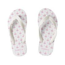Ballerina princess dancer pink white girl monogram kid's flip flops Ballerina princess dancer pink white girl monogram kid's flip flops