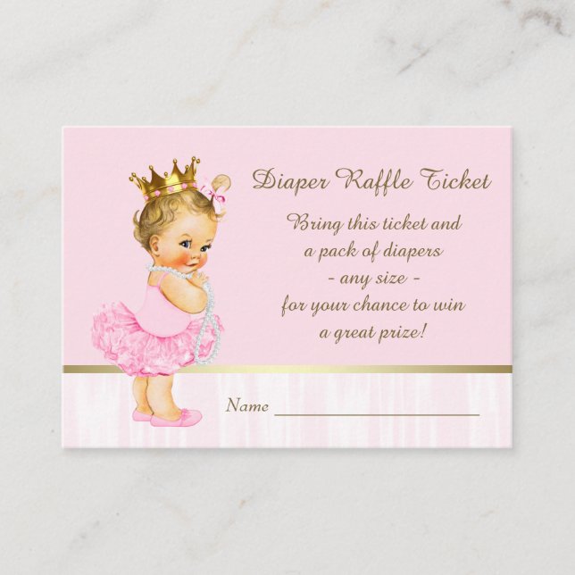 Ballerina Princess Diaper Raffle Ticket Enclosure Card (Front)