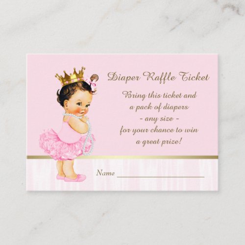 Ballerina Princess Diaper Raffle Ticket Enclosure Card