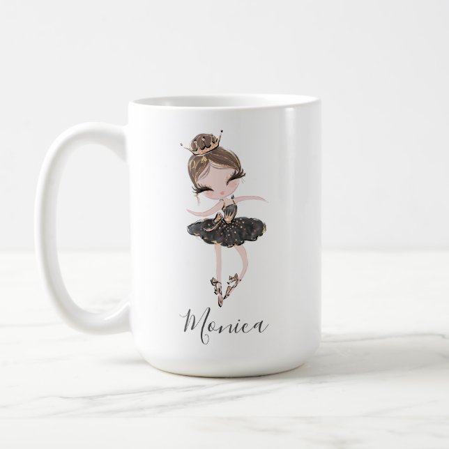 Ballerina Princess Girl Custom Name Ballet Gift Coffee Mug (Left)