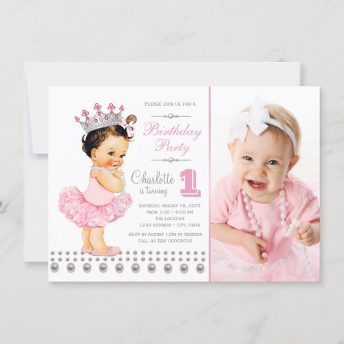 Ballerina Princess Pearl Girl Birthday Party Invitation