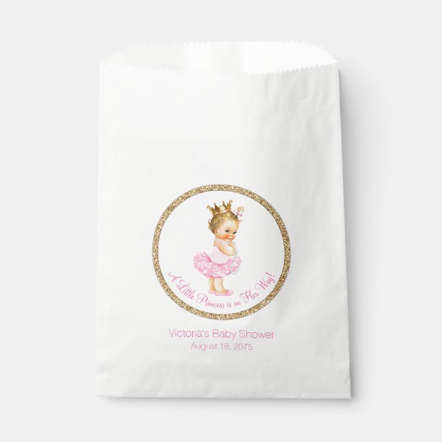 Ballerina Princess Pearls Tutu Baby Shower Favor Bag (Front)