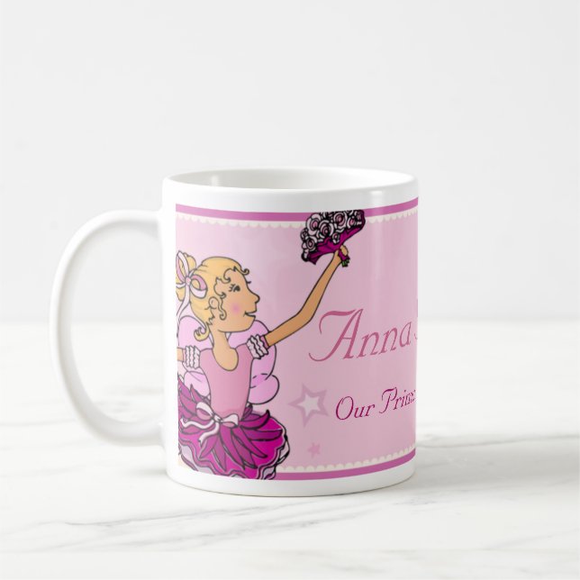 Ballerina princess pink and blond hair girl mug (Left)