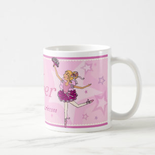 Ballerina princess pink & blonde girl name mug