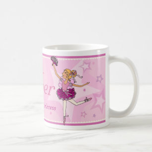 Ballerina princess pink & blonde girl name mug