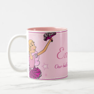 Ballerina princess pink & blonde hair girl mug