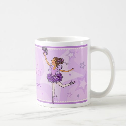 Ballerina princess purple and dark hair girl mug